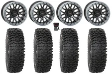 System 3 SB-9 Bdlk 15" Wheels Gloss Bk 37" RC500S Sticky Tires Can-Am Defender