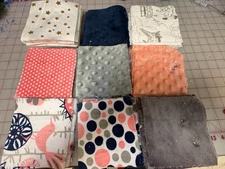 75 Minky, Minkee 5" Square Charm Pack  For Baby Blanket Plush Fabric squares