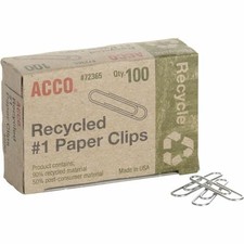 ACCO Recycled Paper Clips, 100/Box 72365 10 Pack
