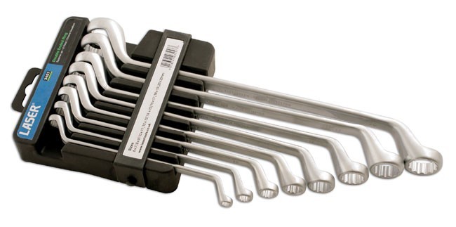 8 Piece Offset Ring Spanner Set 6mm to 22mm   Laser 3457