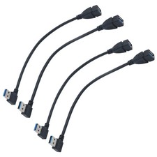 USB 3.0 Adapter Cable 90 Degree Male to Female Converter 2 Pack