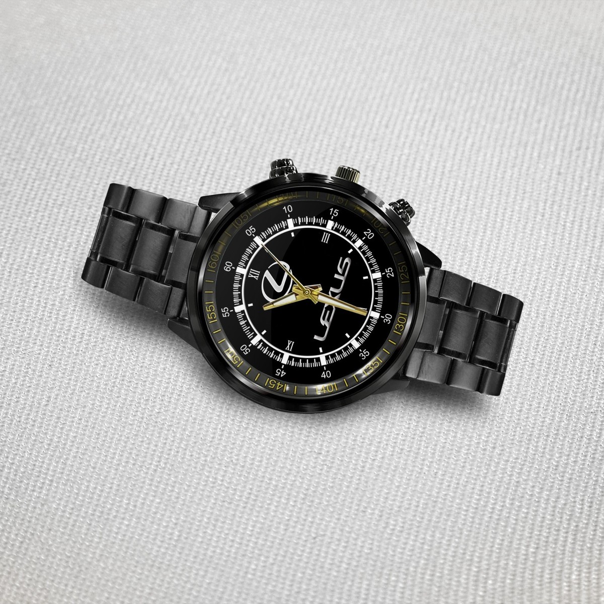 Lexus Logo Dial Chronograph Watch Silver Tone Black Leather Band New Battery 324 ALTEZZA Seiko Alba Lexus IS200 IS300 JDM TRD F-sport Japan  main image 2