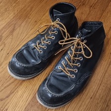 Red Wing Moc Toe Boots 9075 Black Size 8D