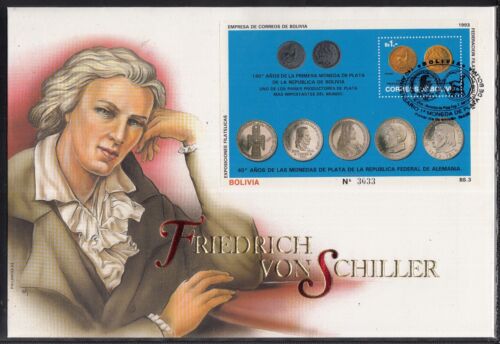 C 24 ) Bolivia  Fantastic Cover  - Friedrich of Schiller on a Giant FDC - Picture 1 of 1