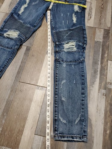Denim uomo cotone skinny ricamato invecchiato 32 (31x31 effettivo) - Foto 4 di 11