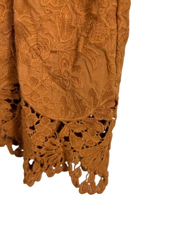 Madewell Eyelet Cold Shoulder Dress Burnt Orange Pumpkin Small Cotton Summer - Picture 12 of 24