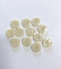 24 Buttons Pearlized Iridescent Off White Ivory Plastic 4-Hole Sewing 23mm WH17