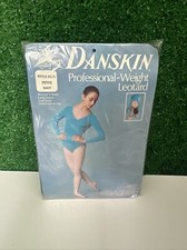 Vintage Danskin Leotard Petite Navy Professional Weight Long Sleeves Low Back US