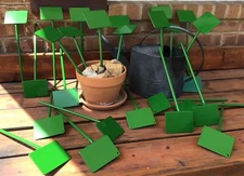 FLOWER MARKER STAKE-26 Custom Made Steel Plant Markers powder coated green.