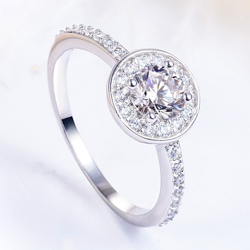 Beautiful Sterling Silver 925 Halo Setting Zircon Diamond Engagement size 6