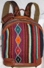 NWT Will Leather Goods Oaxacan Brown Leather Backpack w/Denim Pillow