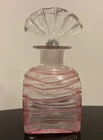 STEUBEN Glass Pink Perfume Cologne Bottle Shell Stopper Signed