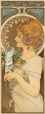 Plume 1899 Alphonse Mucha Vintage Art Nouveau Giclee Canvas Print 13x33