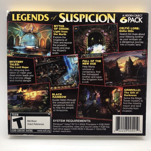 Legends of Suspicion 6 pack Hidden Object Adventure Collection Brain Games Pc - Picture 2 of 5