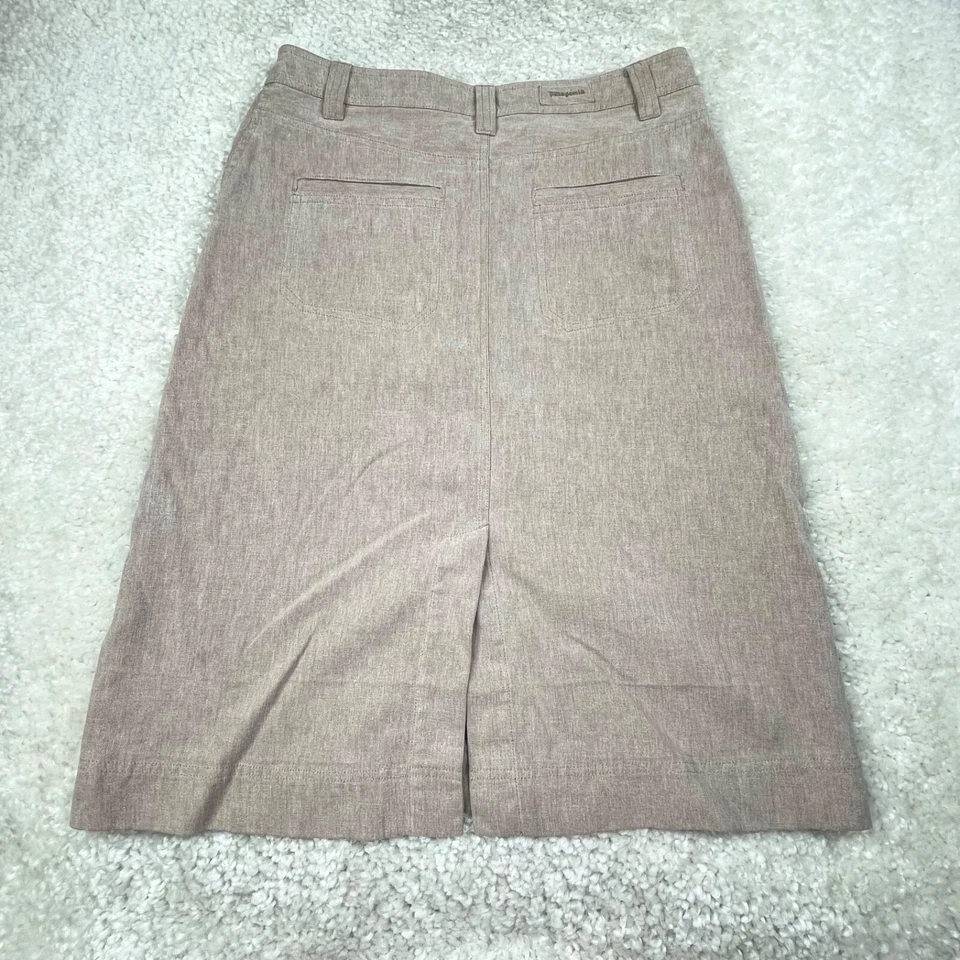 Patagonia Organic Cotton Pencil Skirt Slit Back Beige Tan Womens 8 - Image 2 of 4