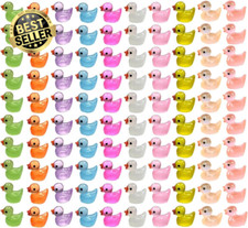 100PCS Mini Luminous Duck Resin Figures Colorful Waterproof Fairy Garden Ornamen