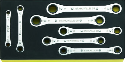 Stahlwille FOAM INSERT WITH RATCHET RING SPANNER SET 96838751 Set with  7 Psc. T