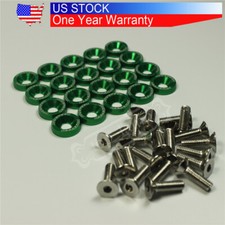 GREEN KIT FOR CNC BILLET 20PCS ALUMINUM FENDER WASHER BOLT ENGINE BAY DRESS UP