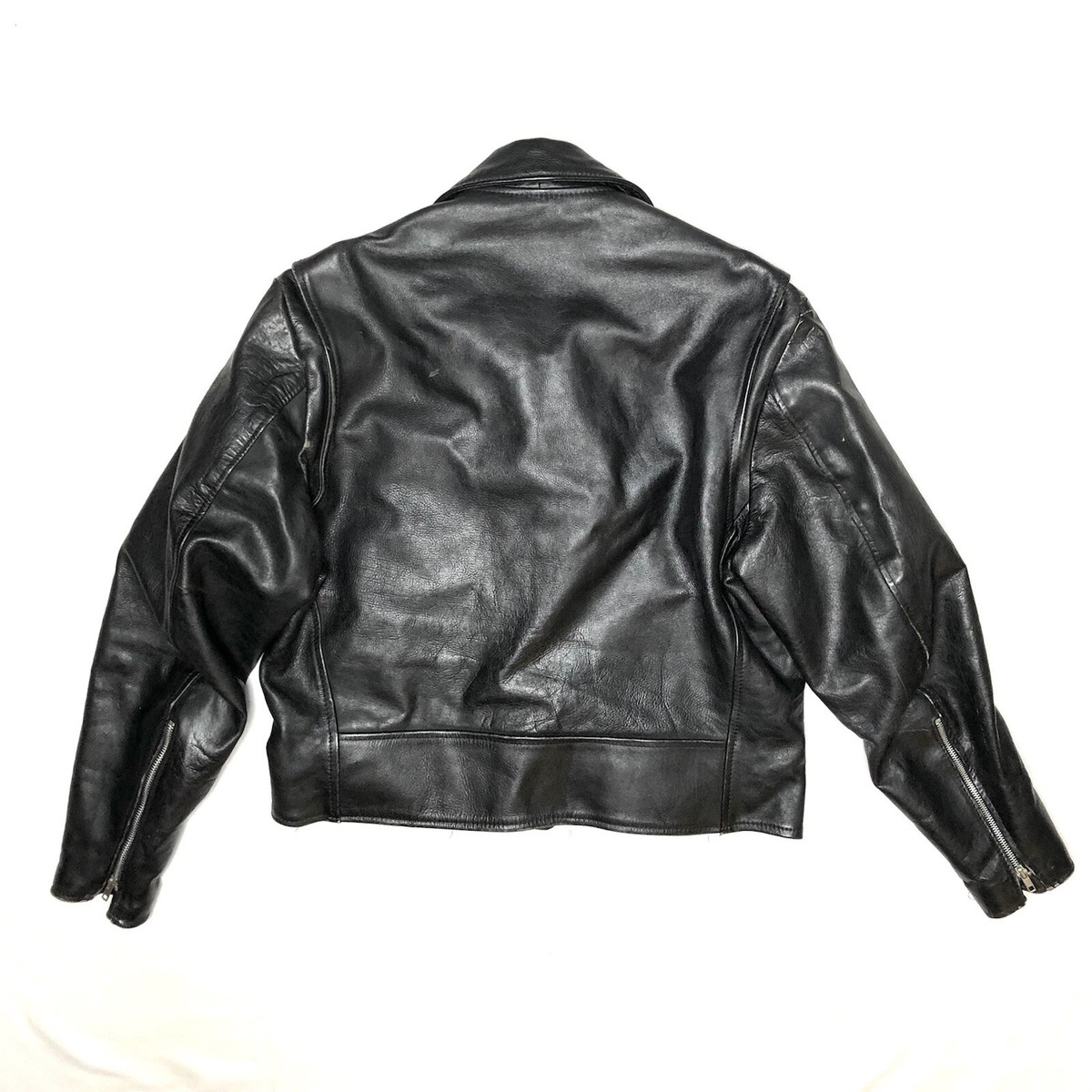 Vintage Excelled Size 44 Black Leather Pebbled Grain Brando