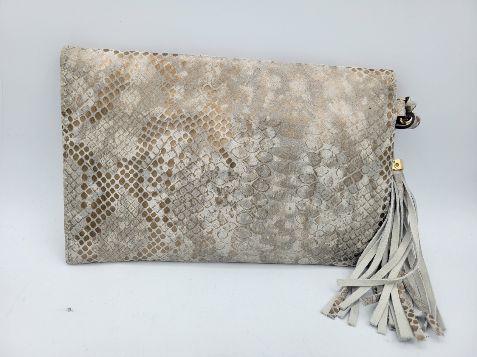Isaac Mizrahi Beige Python Snakeskin Leather Hand… - image 6