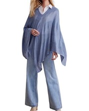 NWT Soft Surroundings Beach Boho Blue Breeze Cozy Core Nights Poncho BB211