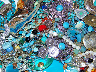 Vintage-Now Southwestern Native American Style Lot Junk Craft Jewelry Parts 2 Lb