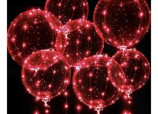 6 Pack LED Light Up BoBo Balloons 20" Valentines Day Decor Bubble Balloons
