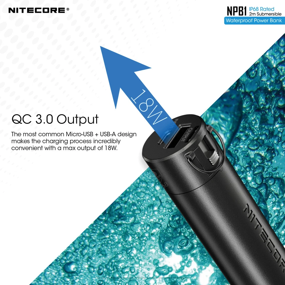 NITECORE NPB1 5000mAh Waterproof Power Bank with QC 3.0 Support - Image 4 of 4