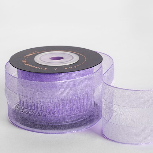 Chiffon Sheer Organza Ribbon with Hollow Fringe Mesh Center - 4cm*10 Yards Reel - Picture 11 of 14