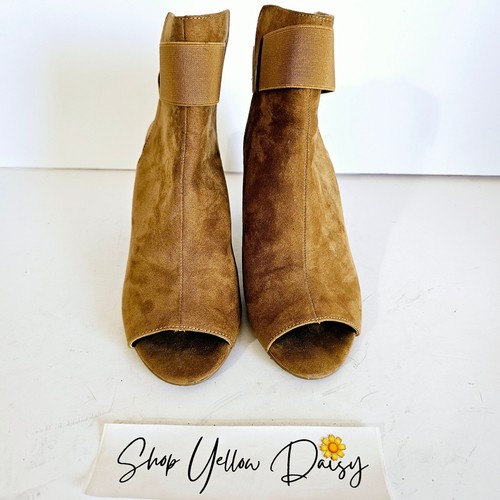 Penny Loves Kenny Womens Suede Tan Peep Toe Block Heel Booties Sz 8 - Sh451.2 - Picture 2 of 8