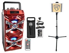 NYC Acoustics Bluetooth Karaoke Machine System w/LED's Microphone Remote Stand
