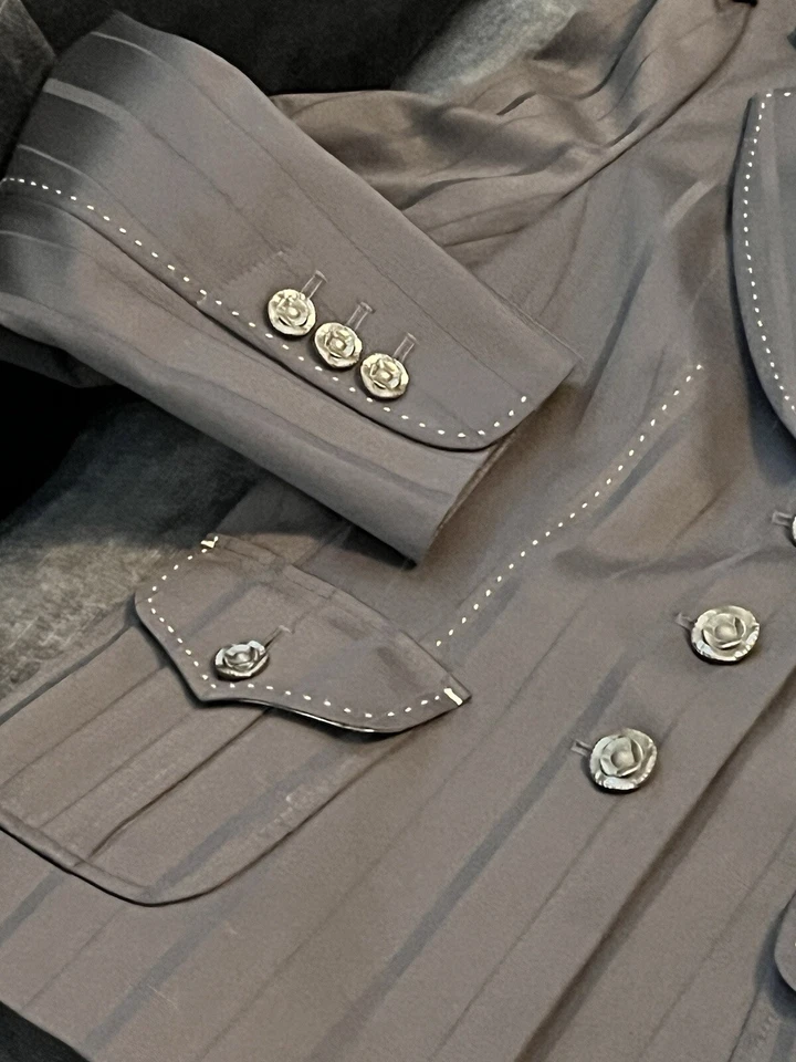 Chaqueta Blazer Classiques Entier Marrón Blanco Costuras Talla 0 Forro Estampado Leopardo Foto 3 de 4