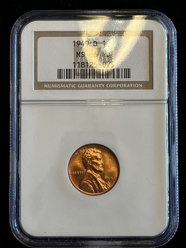 Rare 1949 D Lincoln Wheat Cent Certified NGC MS-66 Red Fiery Blazer Gem OH - 第 2/7 張圖片