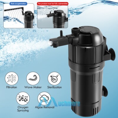 3-in-1 Aquarium Fish Tank Submersible Filter Pump with U-V Sterilizer 18W 800L/H