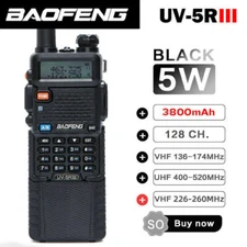 BAOFENG BF-UV-5R III 5W TRI-BAND VHF/UHF HAM TWO-WAY RADIO WALKIE TALKIE 3800MAH
