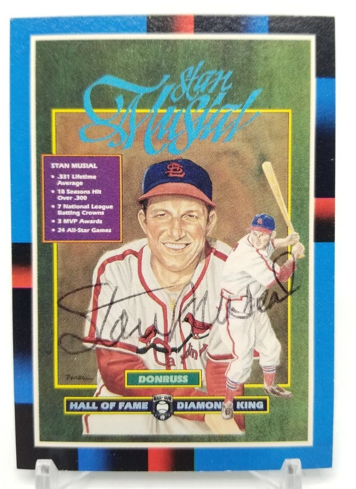 1988 Donruss STAN MUSIAL Hall of Fame Diamond King Signed St Louis Cardinals 641 - Image 2 of 4