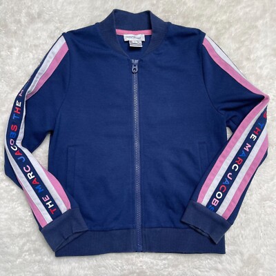 The Marc Jacobs Kid's Girls Blue Pink Striped Sleeve Full Zip Jacket Size 8/126