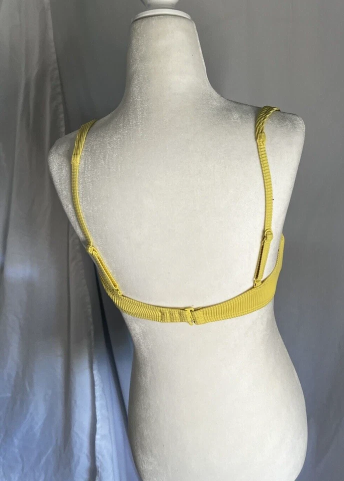 Roxy Juniors Yellow Ribbed Love The Oceana V-Neck Bikini Top ONLY Large - Image 2 of 4