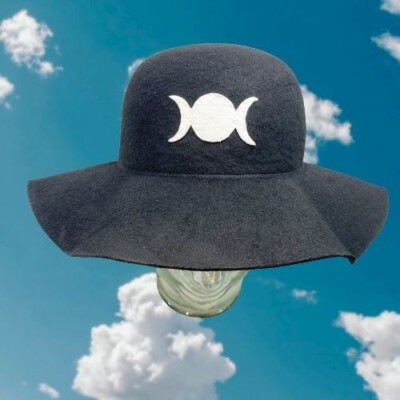 Phases of the Moon Black Felt Hat OS