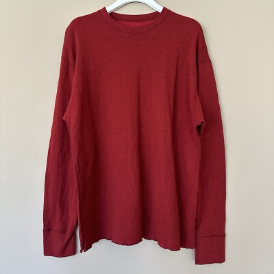 LL Bean Warm Wool Cotton Double Layer Shirt Men XL Undershirt Work Red Long