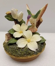 Home Interiors Candle Topper / Jar Lid - HUMMINGBIRD & DOGWOOD Flower