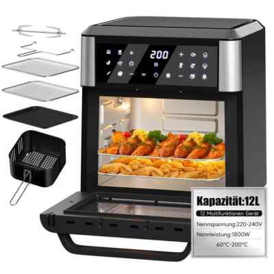 1800W Heissluftfritteuse 12L Air Fryer XXL Heißluft Mini Backofen Dörrautomat