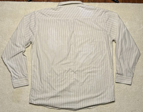 Vintage Anchor Blue Men’s XXL Long Sleeve Button-Up Shirt Beige Striped Y2K - Picture 2 of 10
