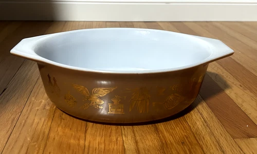 Vintage Pyrex Early American Oval Casserole Dish 043 1.5 QT