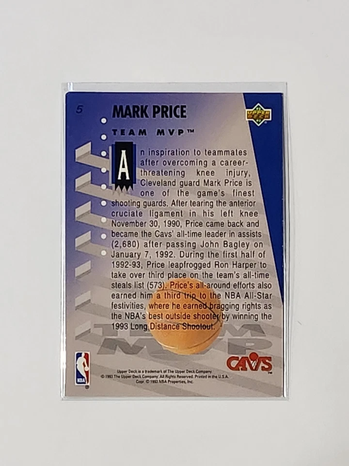 1993 Upper Deck - Box Set Nba Hologram Set Mark Price #5 - Image 2 of 2