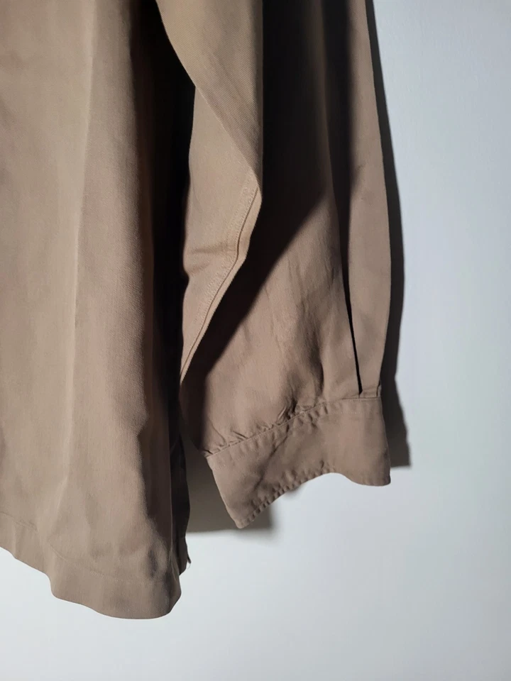 Polo Ralph Lauren RARE 90s Rayon Gaberdine Loop Collar Military Shirt Taupe XL - Image 4 of 4