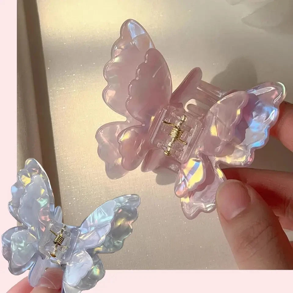 Pinzas para el cabello estilo nacarado mariposa 8 piezas mujeres niñas verano playa Foto 4 de 4
