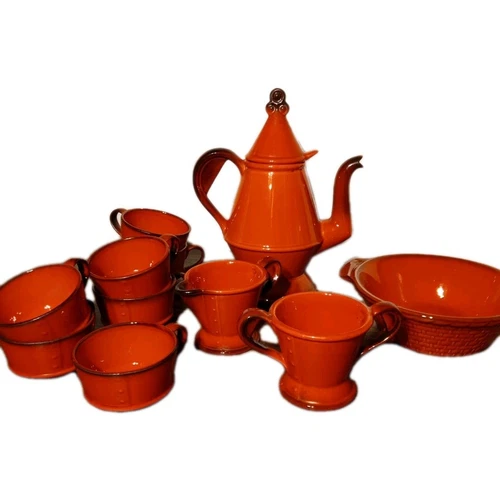 VTG  Metlox Poppytrail vernon  Red Rooster 12 Piece Coffee  Serving Set