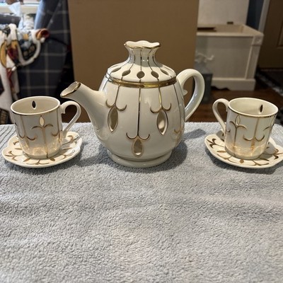 Partylite Tea for Two Votive Candle Holder Teapot w/Matching Cup & Saucer Sets