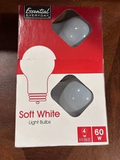 Essential Everyday - Soft White - 60 W - Old Style/Light Bulbs - 4 Bulbs